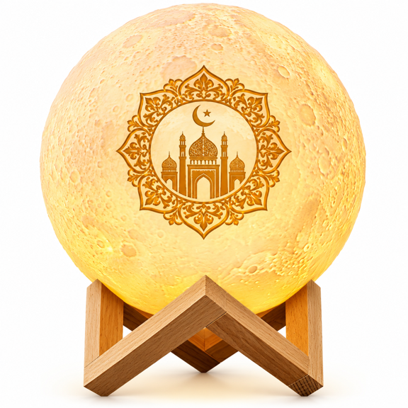 Zhohuaboy 3D Printed Moon Lamp with Quran Speaker&Touch Sensor Night Light,SQ168