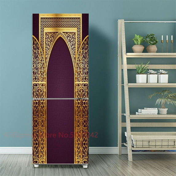 Muslim Ramadan Decoration Fridge Stickers Door Cover Mubarak Kareem Lantern Refrigerator Wallpaper Self Adhesive Vinyl Wrap Film