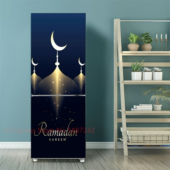 Muslim Ramadan Decoration Fridge Stickers Door Cover Mubarak Kareem Lantern Refrigerator Wallpaper Self Adhesive Vinyl Wrap Film
