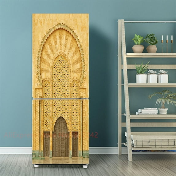 Muslim Ramadan Decoration Fridge Stickers Door Cover Mubarak Kareem Lantern Refrigerator Wallpaper Self Adhesive Vinyl Wrap Film