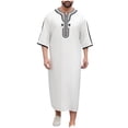 thumbnail image 1 of Muslim Robe for Men Arab Long Sleeve Embroidered Kaftan Islamic Arabic Abaya Thobe Ramadan Middle East Islamic Cloth Shirt Gown, 1 of 6