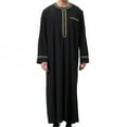 thumbnail image 1 of Muslim Robe for Men Embroidery Arab Long Sleeve Kaftan Islamic Arabic Abaya Thobe Ramadan Middle East Islamic Shirt Long Gown, 1 of 7