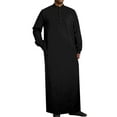 thumbnail image 1 of Muslim Thobe for Men Kaftan with Pockets Button Down Long Gown Men's Arab Thobe Long Sleeve Black L, 1 of 7