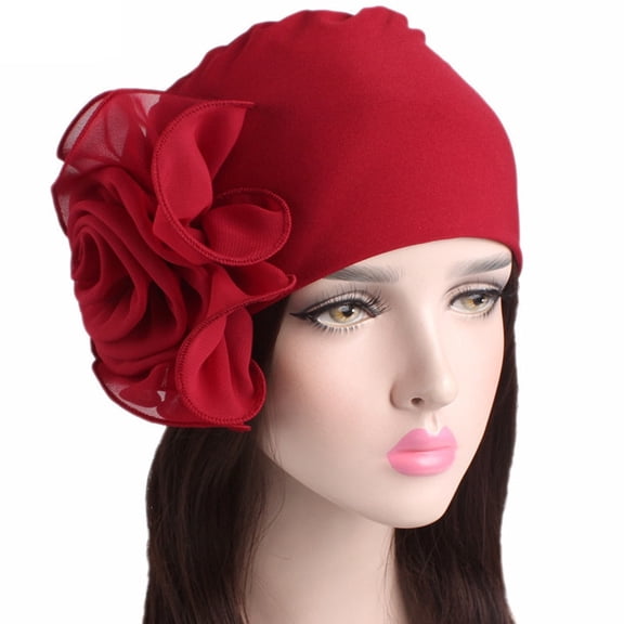 Muslim Turban/Hat for Women - Big Flower Stretch Hat,  African Hijab Turban