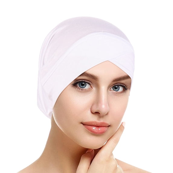 Muslim Turbans for Women Men Pre Tied-color Cap Stretchy Hair Cover Wrap Headwear Casual Comfortable Head Hat Soft Turban Cap Chemo Hat Turban Head Scarves White One Size 2026 Sales Under $1