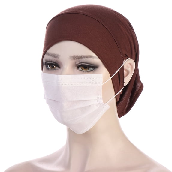 Vorkoi Muslim Under Scarf with Ear Hole Stretch Jersey Inner Hijabs Tube Caps for Islamic Women Turban Bonnet