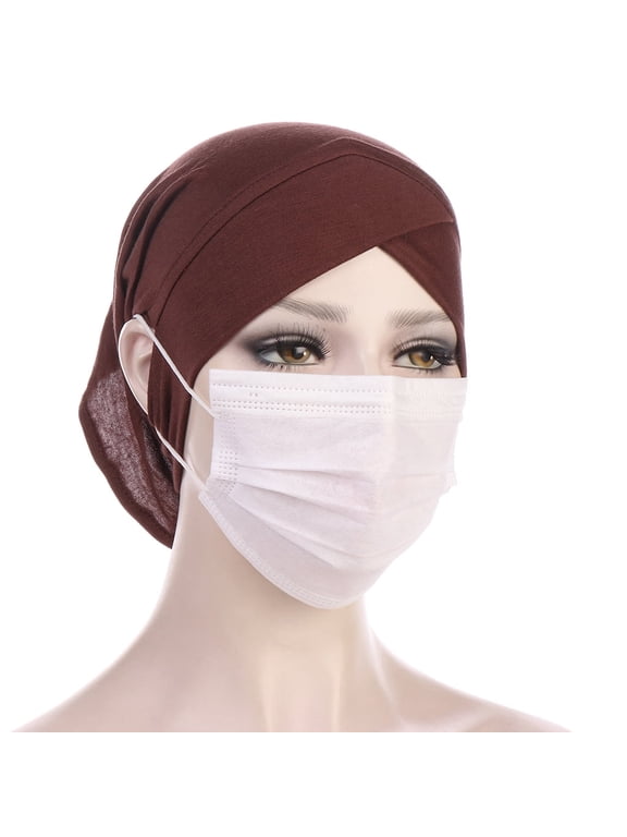 Muslim Under Scarf with Ear Hole Stretch Jersey Inner Hijabs Tube Caps for Islamic Women Turban Bonnet