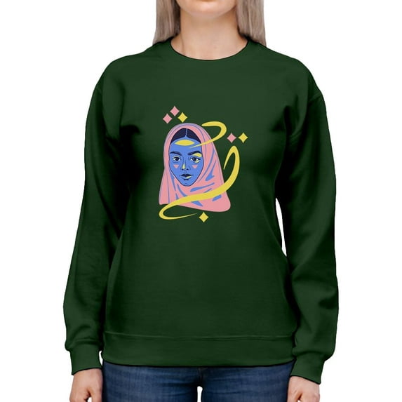 Muslim Woman Color Portrait Sweatshirt Women -Image by Shutterstock, Female Medium