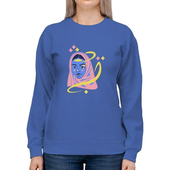 Muslim Woman Color Portrait Sweatshirt Women -Image by Shutterstock, Female Small