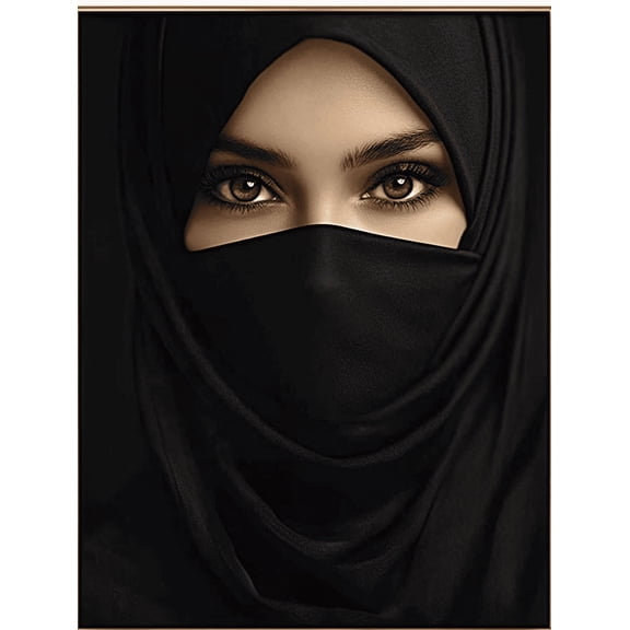 Muslim Woman Portrait Decorative Painting/Canvas Art Perfect for Living Room Bedroom Office Study Dining Room Hallway and Apartment Decor. Beautiful Eyes and Niqab Art Print.