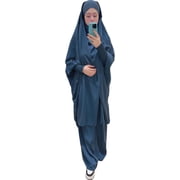 Muslim Women Abaya Two Pieces Set Prayer Dress Elasticated Sleeves Islamic Robe Modest Full Cover Prayer Clothes