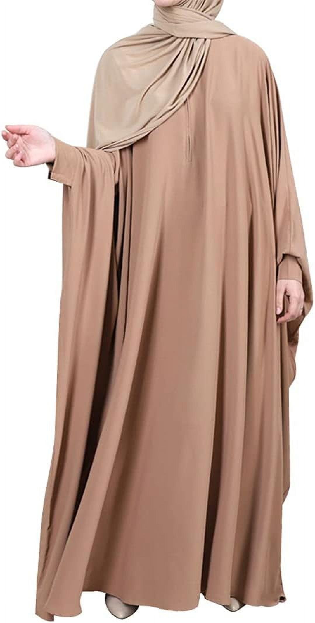 Muslim Women Batwing Abaya Dress Front Zipper Kaftan Islamic Maxi Dress ...
