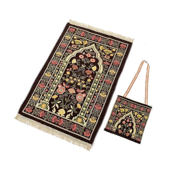 Muslims Carpet Blanket Prayer Rugs with Tassels Mat Portable Lap Rugs Flower Pattern Kneeling Carpet Home Decors