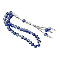 Muslims Prayer Beads 33 Tasbih Ice Cracked Glass Rosary with Fringed Pendant Ethnic Islamics for Daily Worship