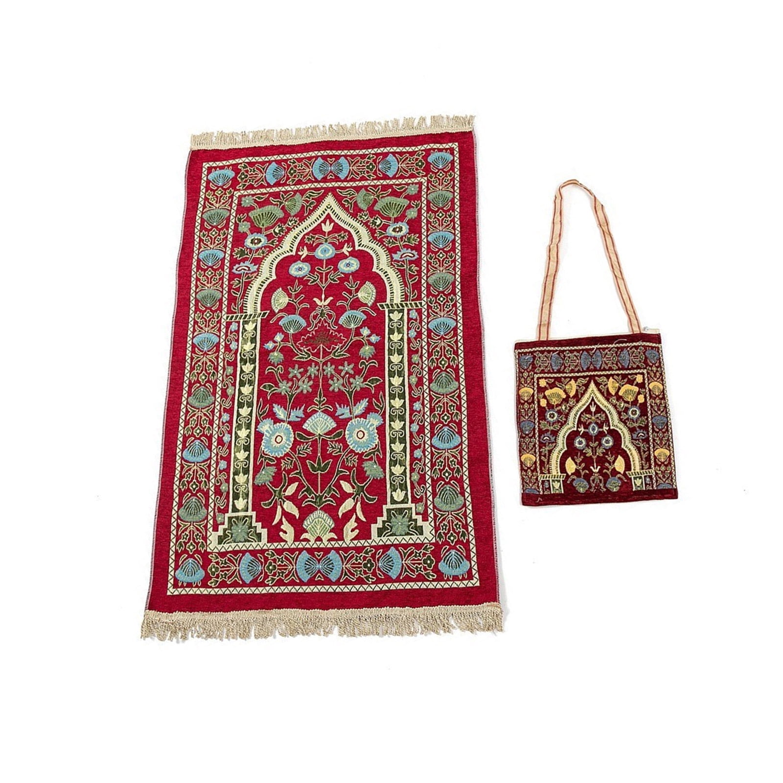 Muslims Prayer Mat Rugs with Bag Travel Portable Flower Pattern Carpet ...