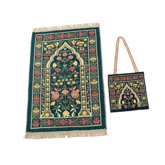 Muslims Prayer Mat Rugs with Bag Travel Portable Flower Pattern Carpet Tassels Blanket Home Decors 70x110cm
