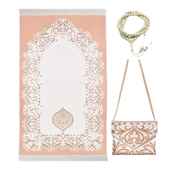 Muslims Prayer Rug with Tasbih and Portable Bag Muslims Gift for Women Men Islamics Pray Mat for Ramadans