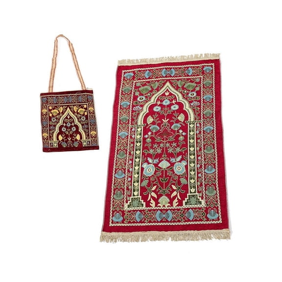Muslims Prayer Rugs Polyester Portable Blanket Mat with Tassels Ethnic Flower Pattern Carpet Travel Home Blanket