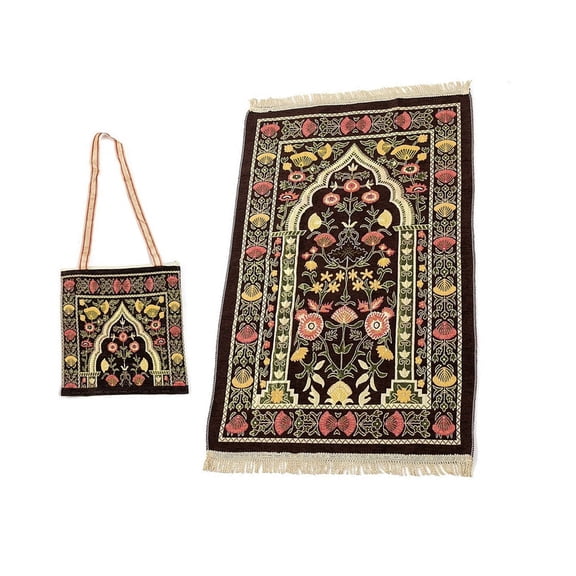 Muslims Prayer Rugs Polyester Portable Blanket Mat with Tassels Ethnic Flower Pattern Carpet Travel Home Blanket