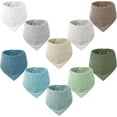 thumbnail image 1 of Muslin Baby Bibs for Boys Girls, 10 Pack Drool Bibs, Muslin Triangular Scarf Baby Bibs,Super Absorbent Organic Cotton Neckerchief for Infants Toddlers, 1 of 6
