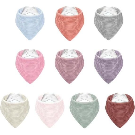 Muslin Baby Bibs,Soft Triangular Baby Bandana Drool Bibs for Baby Boy Girl,Solid Colors Bib for Drooling Teething