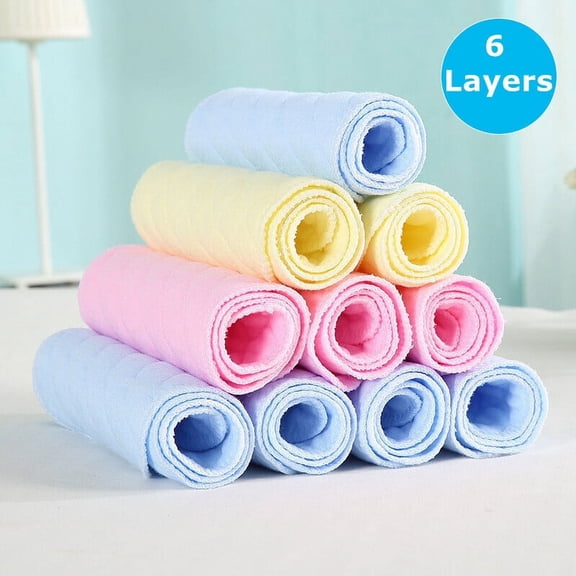 10 Pack Muslin Burp Cloths Baby Burp Clothes for Boy Girls 100% Cotton Large 18''X7'' 6 Layers Super Soft Absorbent Light Yellow