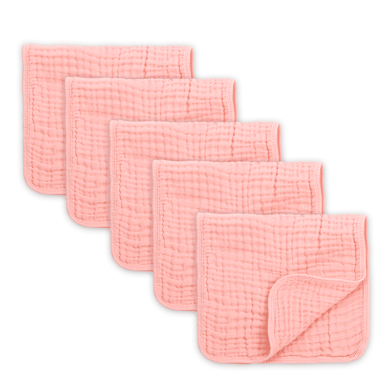 Muslin Baby Burp Cloths 5 Pack Cotton Burping Rags for Newborn Ultra Soft and Absorbent Unisex Spit up Rags for Boys and Girls Perfect Baby Registry Gift 20'' X 10'' Peachy Pink