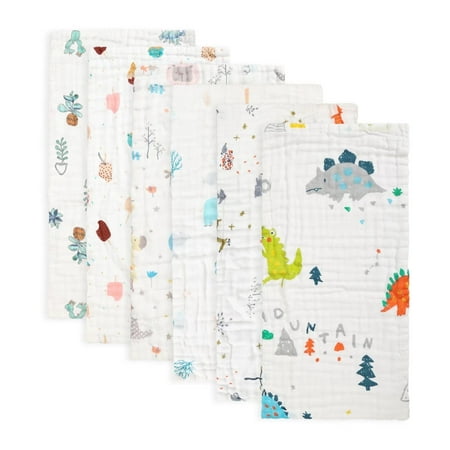 Muslin Baby Burp Cloths 6 Pack Premium Cotton Burping Rags for Newborn Ultra Soft and Absorbent Unisex Spit up Rags for Boys and Girls 20'' x 10''