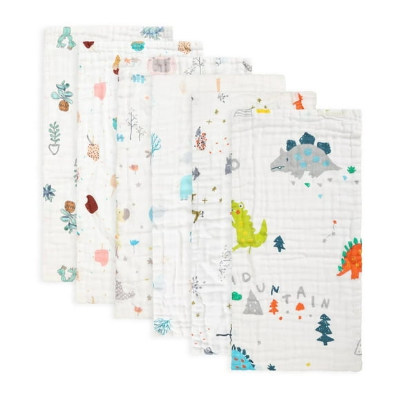 Muslin Baby Burp Cloths 6 Pack Premium Cotton Burping Rags for Newborn Ultra Soft and Absorbent Unisex Spit up Rags for Boys and Girls 20'' x 10''