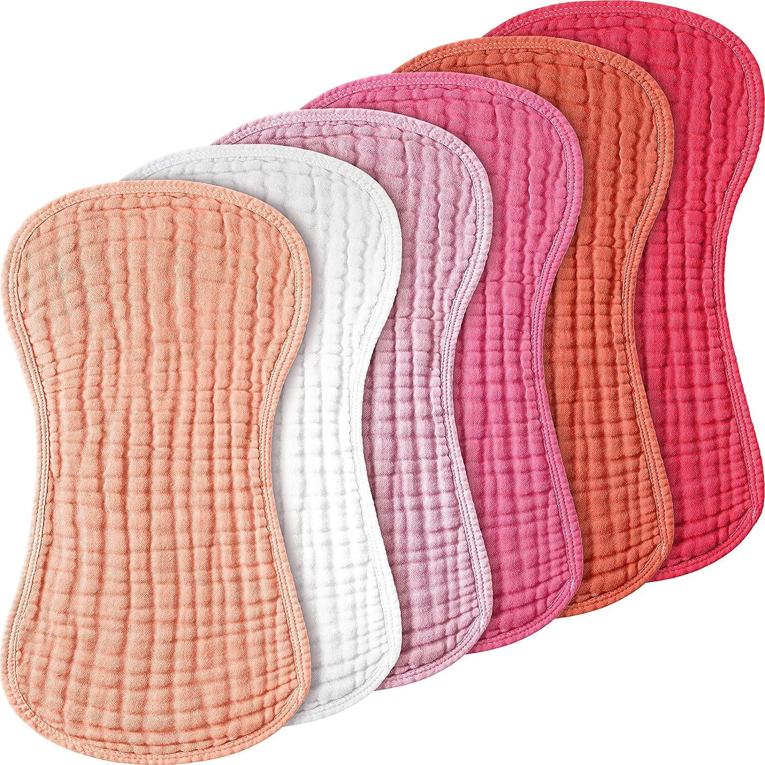 Muslin Baby Burp Cloths Sets for Unisex- 6PCS Large 100% Cotton Burping Clothes for Newborn，Baby Girls and Boys