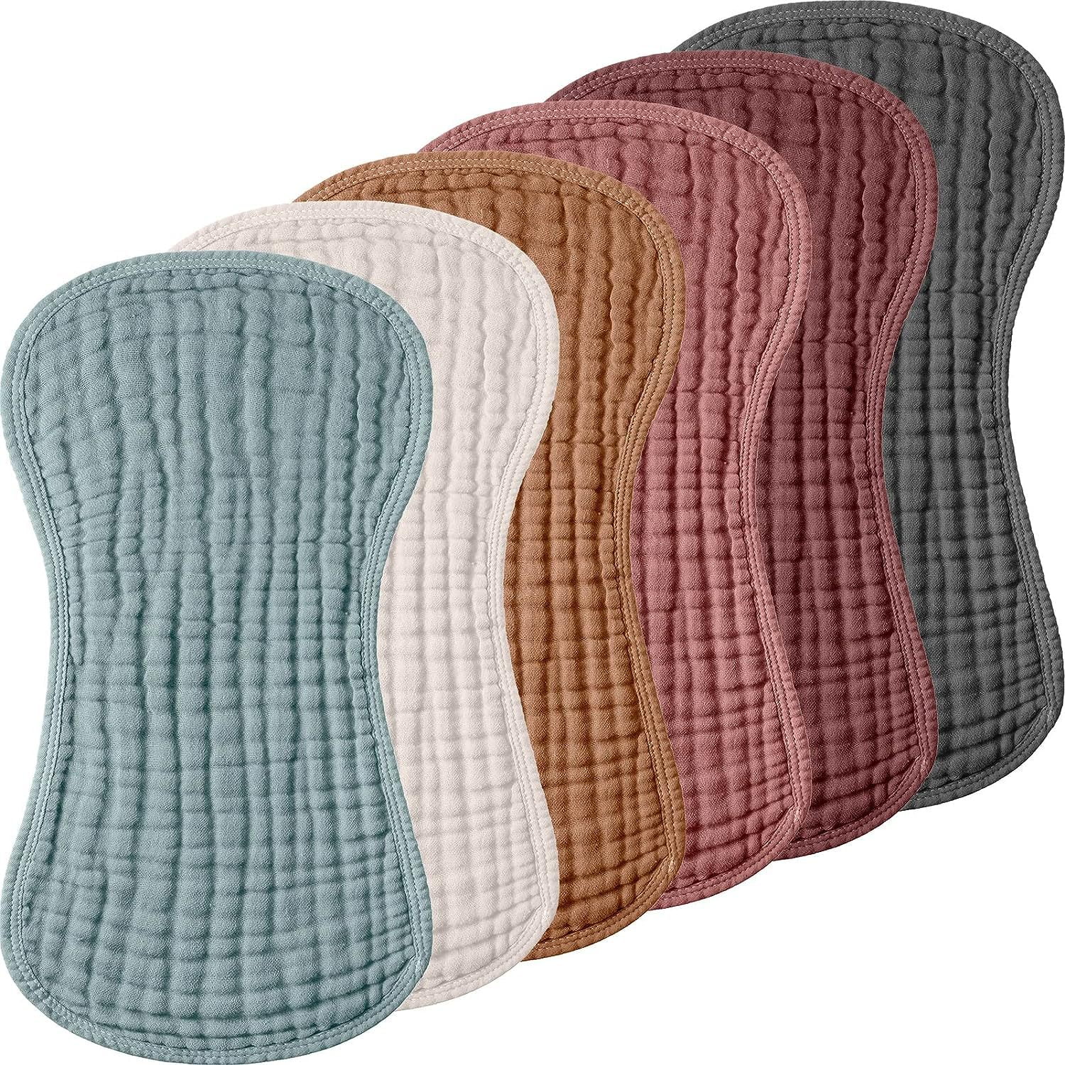 Muslin Baby Burp Cloths Sets for Unisex- 6PCS Large 100% Cotton Burping Clothes for Newborn，Baby Girls and Boys