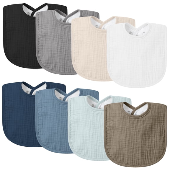 Muslin Baby Drool Bibs 8Pack Soft Square Adjustable Baby Bandana Bibs for Unisex Girls & Boys