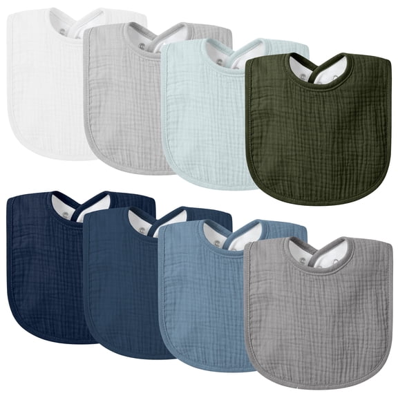 Muslin Baby Drool Bibs 8Pack Soft Square Adjustable Baby Bandana Bibs for Unisex Girls & Boys