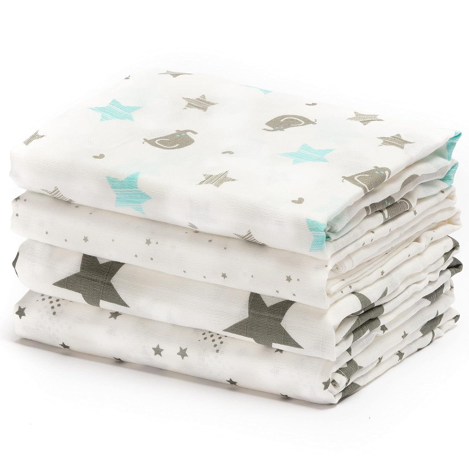 Muslin Baby Swaddle Blankets for Boys and Girls by Cuddlebug Size Large 4 x 4 Feet Muslin