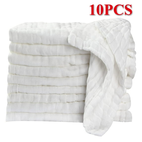 Muslin Baby Wipes - Ultra Soft Cotton Wash Cloths for , Super Absorbent Face and Bath Towel and Reusable Baby Wipes for Sensitive Skin. 10 pack - 10 x 10 inches