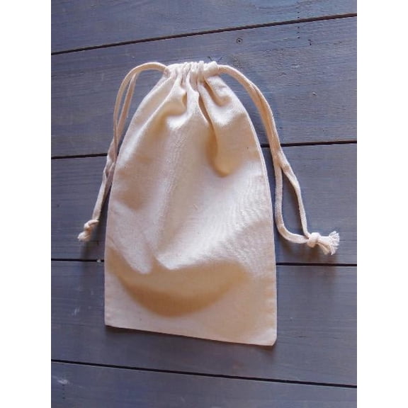 Burlap Fabric Muslin Drawstring Bags with Cotton Drawstring, Natural, 10 in x 12 in, 12 Pack