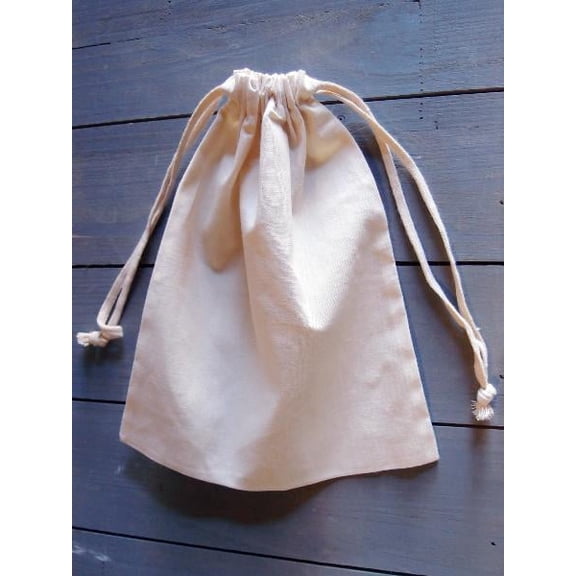 Burlap Fabric Muslin Bags with Cotton Drawstring - 5.75 x 9.75 Inch 100 Cotton 12 Pack