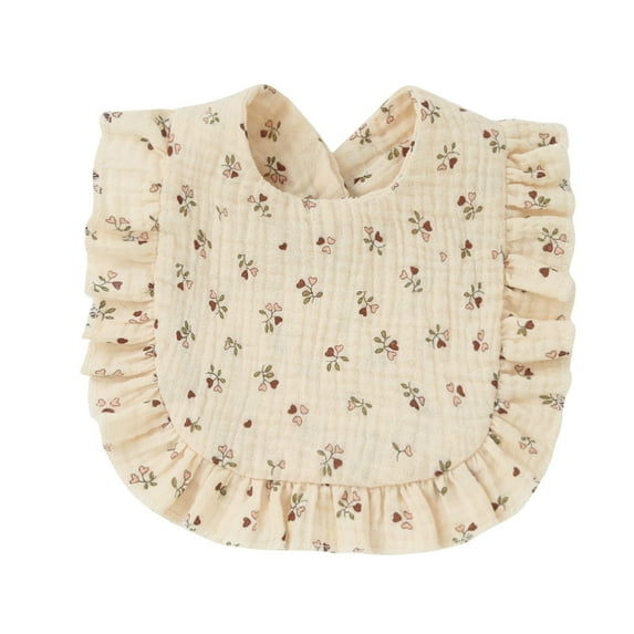 Muslin Bibs Unisex Baby Cotton Drooling Teething Bibs Ruffle Hem Reusable Absorbent Newborn Cute Soft Burp Cloths