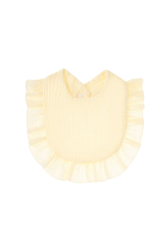 Muslin Bibs Unisex Baby Cotton Drooling Teething Bibs Solid Ruffle Hem Reusable Absorbent Newborn Soft Burp Cloths, Beige