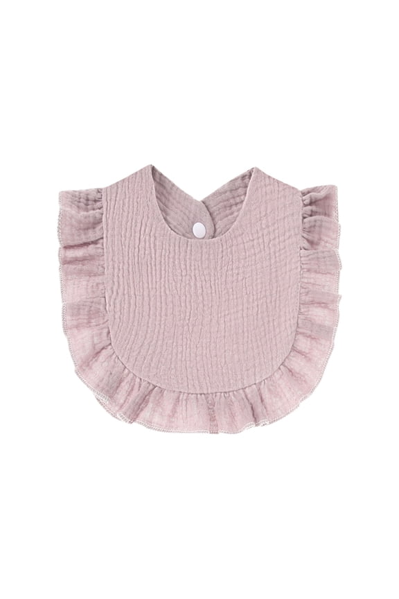Muslin Bibs Unisex Baby Cotton Drooling Teething Bibs Solid Ruffle Hem Reusable Absorbent Newborn Soft Burp Cloths, Purple