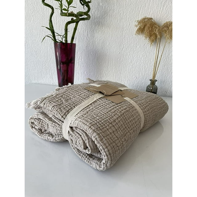 Muslin Blanket 100 Cotton, 4 Layers Bedspread, Soft Turkish Cotton