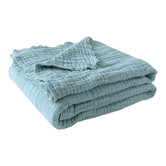 Muslin Blanket, 100% Cotton Gauze Throw Blanket, 78.7"x90.5" Lightweight Breathable Blanket, Soft Pre Washed Muslin Throw for Couch Bed, All Season Lightweight Blanket for Travel Summer, Blue