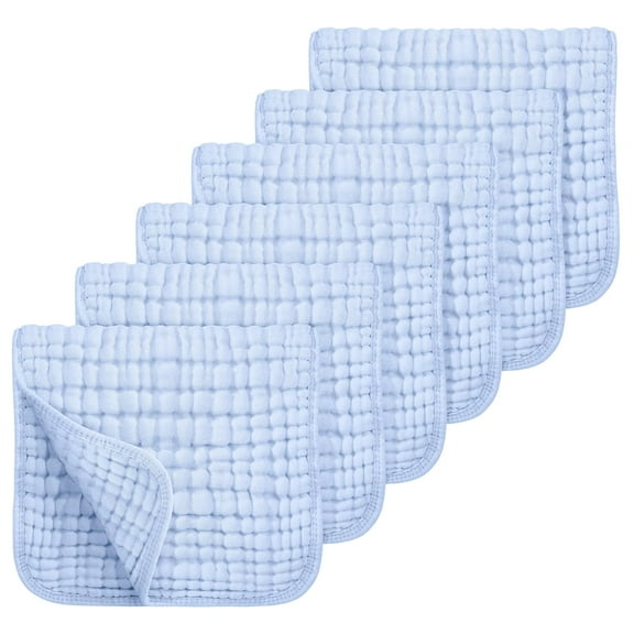 Muslin Burp Cloths 100% Cotton Muslin Cloths Large 20''x10'' Extra Soft and Absorbent 6 Pack Baby Burping Cloth for Boys and Girls (Blue)