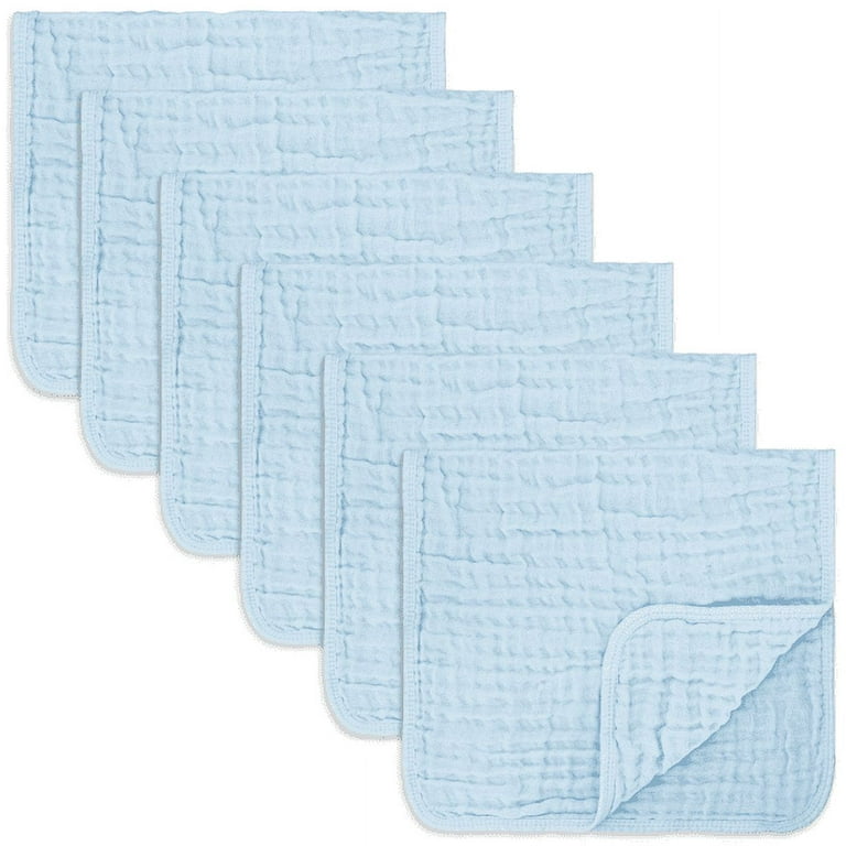 Muslin Burp Cloths 4 Pack Large 20 by 10 100% Cotton 6 Layers Extra Absorbent and Soft