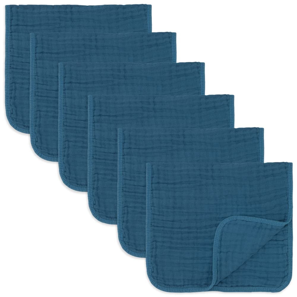 Wattne Muslin Burp Cloths 100% Cotton Muslin Cloths Large 18''x7'' Extra  Soft and Absorbent 10 Pack Baby Burping Cloth for Boys and Girls (Blue) 