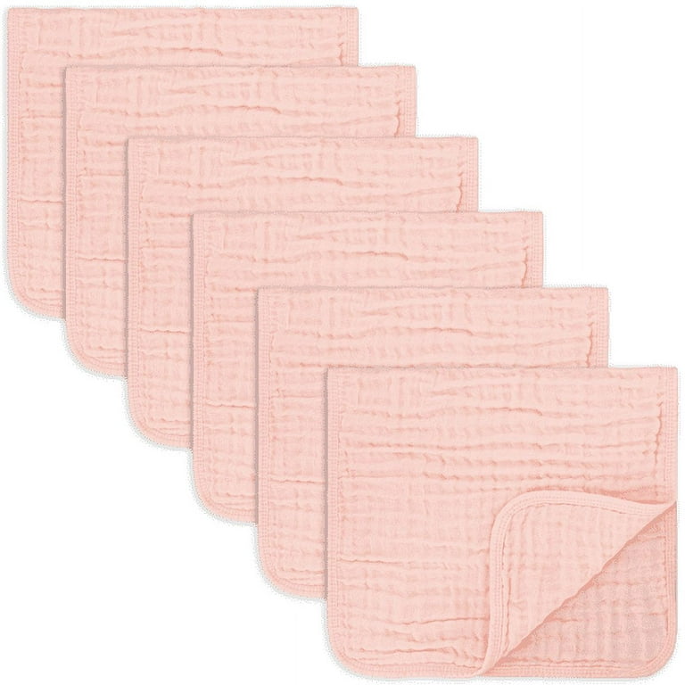 Comfy Cubs Muslin Burp Cloths 6 Pack Large 100% Cotton Hand Washcloths 6 Layers Extra Absorbent and Soft (White)