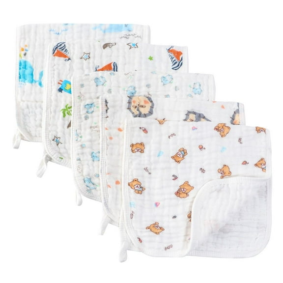 Muslin Burp Cloths Baby Burp Clothes for Boy Girls 100% Cotton Large 20''X10'' 6 Layers Thicken Super Soft Absorbent(5 Pack)