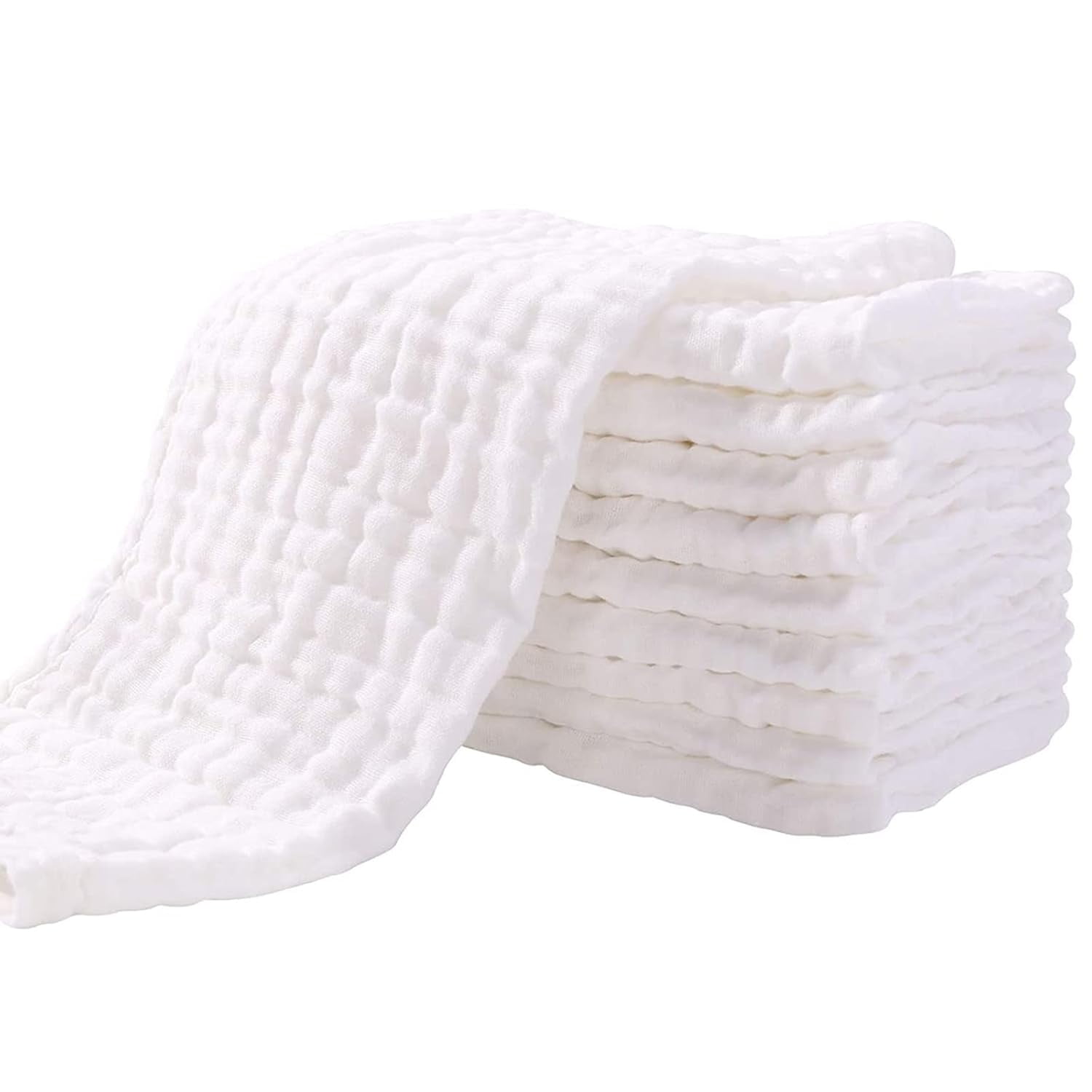 Muslin Burp Cloths for Baby 10 Pack 100% Cotton Baby Washcloths for Boys Girls Large 20''X10'' Super Soft and Absorbent