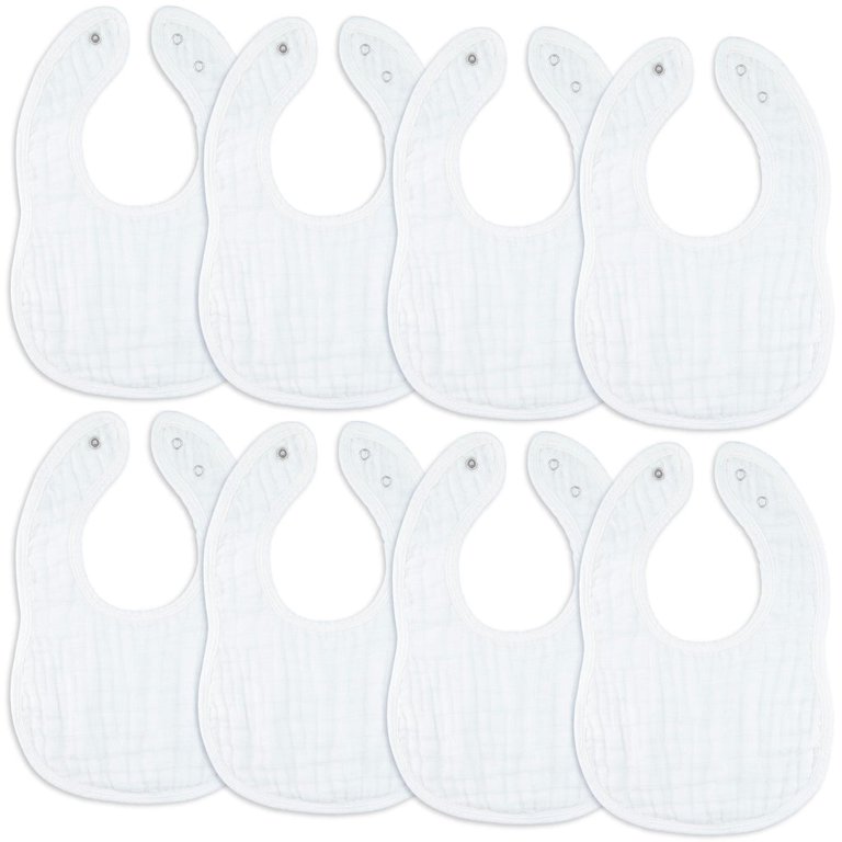  Snap Muslin Bibs for Boys & Girls, 3-Pack Baby Bibs