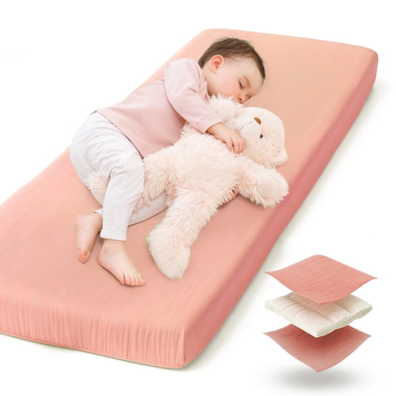Muslin Cotton Daycare Toddler Cot Sheet - Padded, Elastic Edges, Hypoallergenic